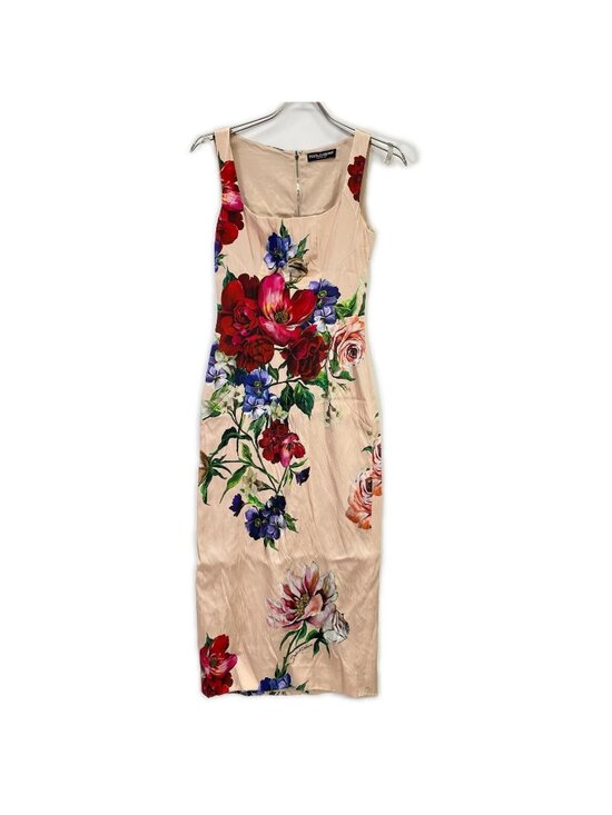 Dolce & Gabbana Dresses & Skirts - Dolce & Gabbana Salmon Pink Floral Pattern Sleeveless Rayon Dress 36
